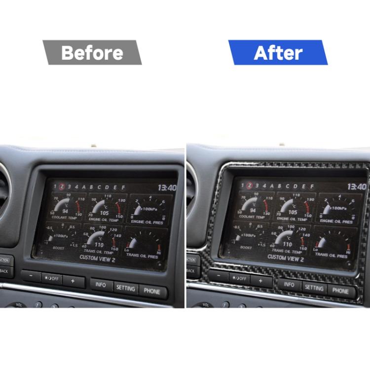 Car Carbon Fiber Navigation Display Frame Decorative Sticker for Nissan GTR R35 2008-2016, Left Drive, Navigation Display Frame, Left Drive
