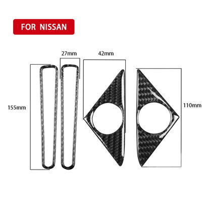 4 PCS Car Carbon Fiber Door Horn + Window Air Outlet Decorative Sticker for Nissan GTR R35 2008-2020, Left and Right Drive Universal, Door Horn + Window Air Outlet