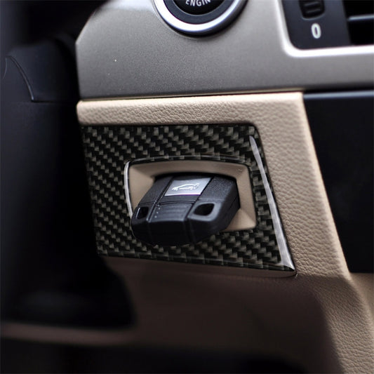 Carbon Fiber Car Left Driving Ignition Switch Decorative Sticker for BMW E90 / E92 2005-2012, Left Driving Ignition Switch