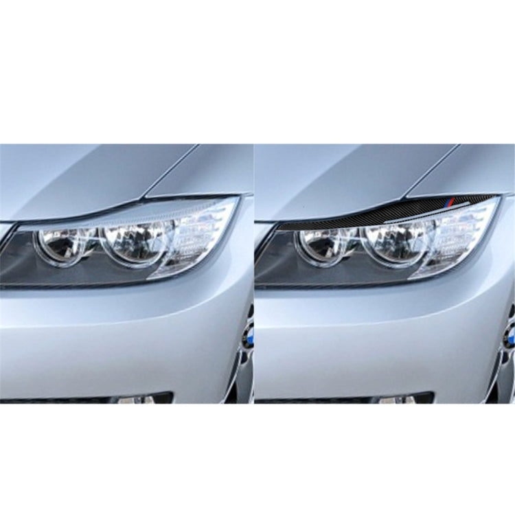 1 Pair Carbon Fiber Car Lamp Eyebrow Decorative Sticker for BMW E90 / 318i / 320i / 325i 2009-2012, Lamp Eyebrow(Three Color), Lamp Eyebrow