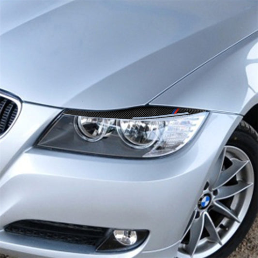 1 Pair Carbon Fiber Car Lamp Eyebrow Decorative Sticker for BMW E90 / 318i / 320i / 325i 2009-2012, Lamp Eyebrow(Three Color), Lamp Eyebrow