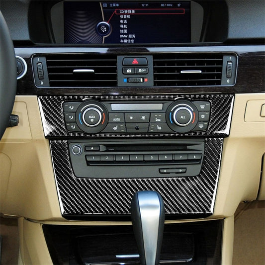Carbon Fiber Car Central Control CD Panel Decorative Sticker for BMW E90 / E92 2005-2012, High Edition without Hole, CD Panel(High Edition without Hole)