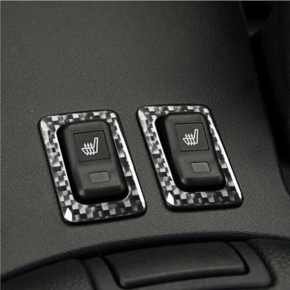 2 PCS Car Carbon Fiber Seat Heating Button Frame Decorative Sticker for Mazda RX8 2004-2008, Left and Right Drive Universal, Seat Heating Button Frame