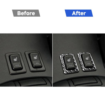 2 PCS Car Carbon Fiber Seat Heating Button Frame Decorative Sticker for Mazda RX8 2004-2008, Left and Right Drive Universal, Seat Heating Button Frame