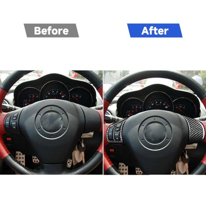 4 PCS Car Carbon Fiber Steering Wheel Decorative Sticker for Mazda RX8 2004-2008, Left and Right Drive Universal, 4 PCS Steering Wheel