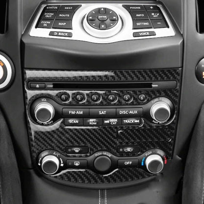 3 in 1 Car Carbon Fiber Air Conditioning Adjustment Panel Decorative Sticker for Nissan 370Z Z34 2009-, Left and Right Drive Universal, 3 in 1 Air Conditioning Adjustment Panel