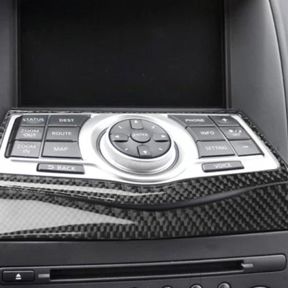 2 in 1 Car Carbon Fiber Multimedia Navigation Buttons Frame Decorative Sticker for Nissan 370Z Z34 2009-, Left and Right Drive Universal, Multimedia Navigation Buttons Frame