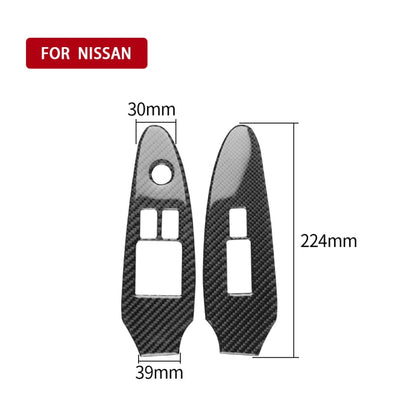 2 PCS Car Carbon Fiber Window Lift Panel Decorative Sticker for Nissan 370Z Z34 2009-, Left Drive Low-configured, Window Lift Panel Left Drive