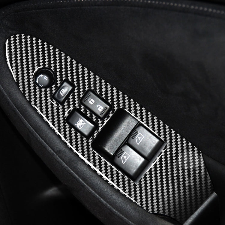 Car Carbon Fiber Main Driving Side Door Lift Control Decorative Sticker for Nissan 370Z Z34 2009-, Right Drive Low-configured, Main Driving Side Door Lift Control Right Drive