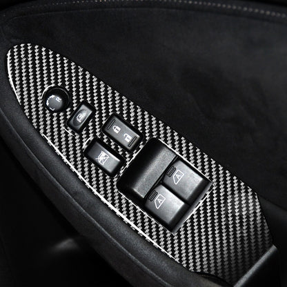 Car Carbon Fiber Main Driving Side Door Lift Control Decorative Sticker for Nissan 370Z Z34 2009-, Right Drive Low-configured, Main Driving Side Door Lift Control Right Drive