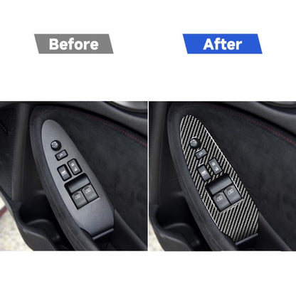 Car Carbon Fiber Main Driving Side Door Lift Control Decorative Sticker for Nissan 370Z Z34 2009-, Right Drive Low-configured, Main Driving Side Door Lift Control Right Drive
