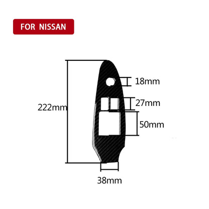 Car Carbon Fiber Main Driving Side Door Lift Control Decorative Sticker for Nissan 370Z Z34 2009-, Left Drive Low-configured, Main Driving Side Door Lift Control Left Drive