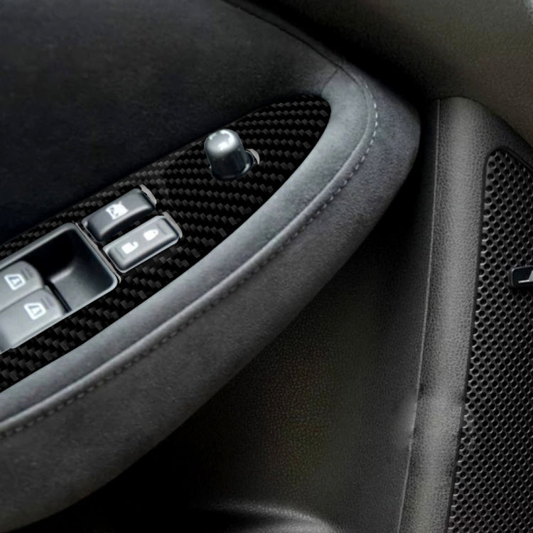 Car Carbon Fiber Main Driving Side Door Lift Control Decorative Sticker for Nissan 370Z Z34 2009-, Left Drive Low-configured, Main Driving Side Door Lift Control Left Drive