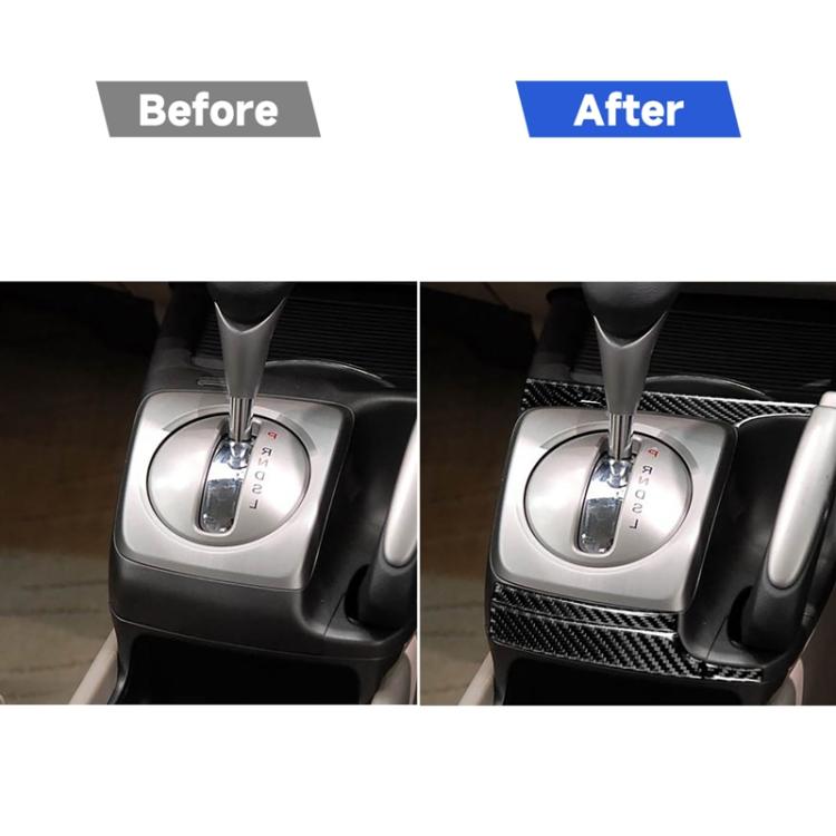 5 in 1 Car Carbon Fiber Automatic Gear Decorative Sticker for Honda Civic 8th Generation 2006-2011, Right Drive, 5 in 1 Automatic Gear, Right Drive