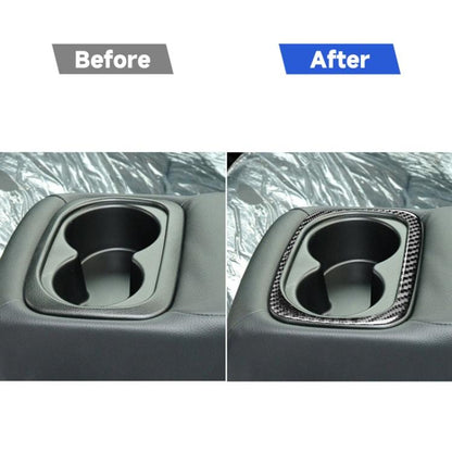 Car Carbon Fiber Rear Water Cup Holder Frame Decorative Sticker for Honda Civic 8th Generation 2006-2011, Left and Right Drive Universal, Rear Water Cup Holder Frame