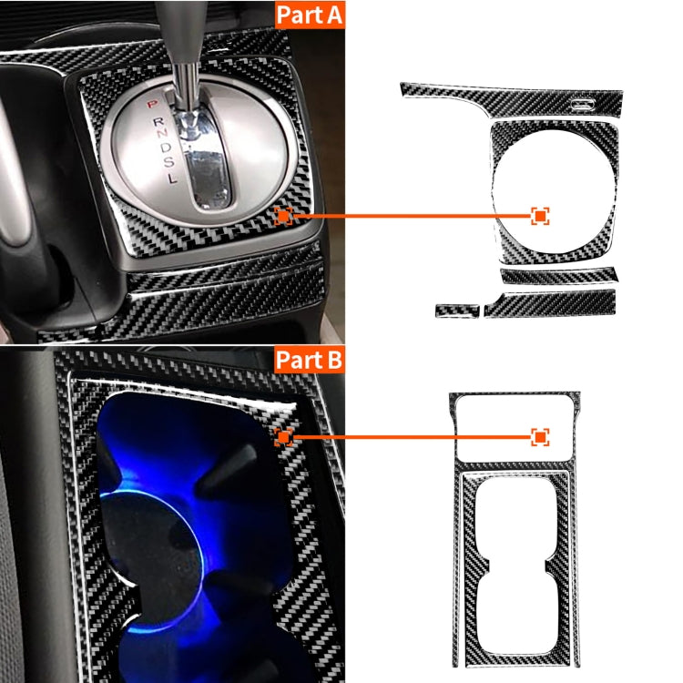 7 in 1 Car Carbon Fiber Manual Gear + Water Cup Holder Decorative Sticker for Honda Civic 8th Generation 2006-2011, Left Drive, Manual Gear + Water Cup Holder, Left Drive