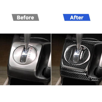 10 in 1 Car Carbon Fiber Automatic Gear + Water Cup Holder Decorative Sticker for Honda Civic 8th Generation 2006-2011, Right Drive, Automatic Gear + Water Cup Holder, Right Drive