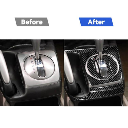 8 in 1 Car Carbon Fiber Automatic Gear Panel Set Decorative Sticker for Honda Civic 8th Generation 2006-2011, Left Drive, Automatic Gear Panel Set, Left Drive