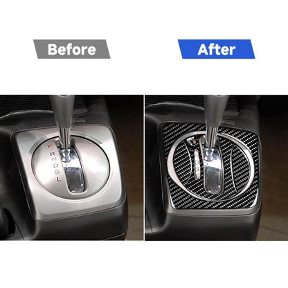 4 in 1 Car Carbon Fiber Automatic Gear Set Decorative Sticker for Honda Civic 8th Generation 2006-2011, Left Drive, Automatic Gear Set, Left Drive