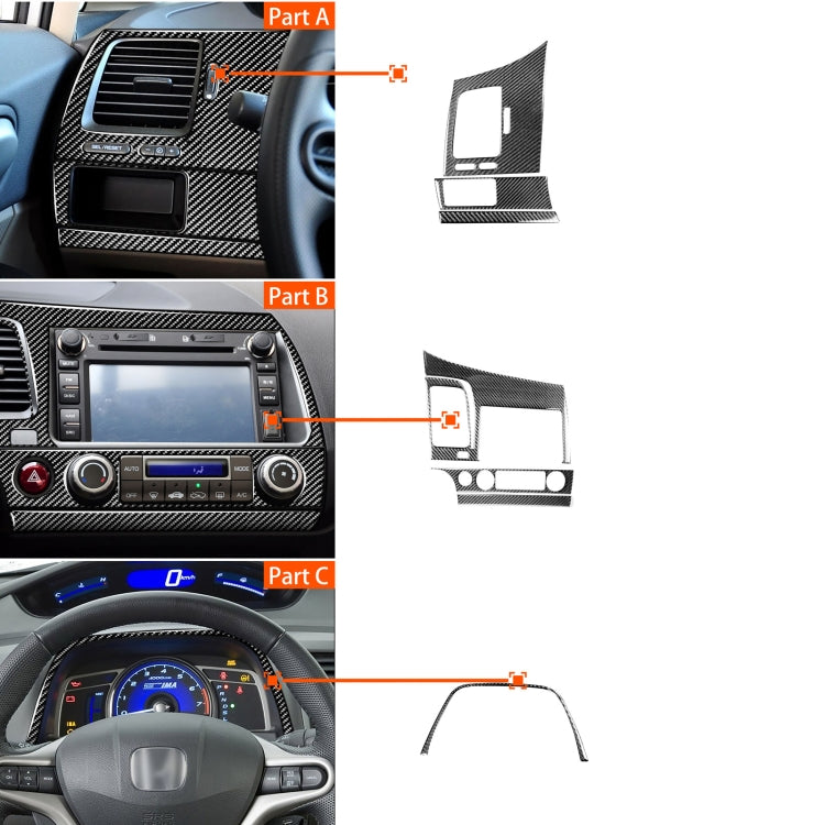 7 in 1 Car Carbon Fiber Instrument Panel Set Decorative Sticker for Honda Civic 8th Generation 2006-2011, Left Drive, Instrument Panel Set