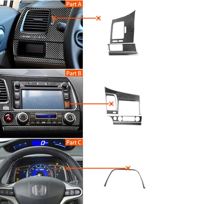7 in 1 Car Carbon Fiber Instrument Panel Set Decorative Sticker for Honda Civic 8th Generation 2006-2011, Left Drive, Instrument Panel Set