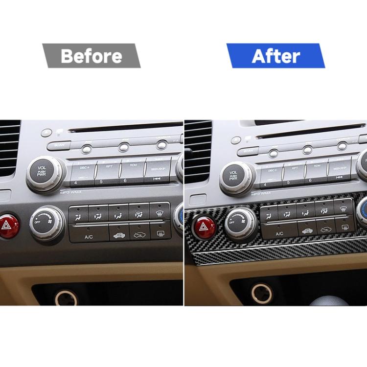 2 in 1 Car Carbon Fiber Air Conditioning Button Panel Decorative Sticker for Honda Civic 8th Generation 2006-2011, Left Drive, Air Conditioning Button Panel