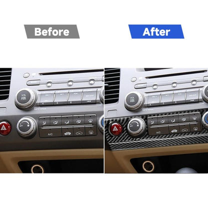 2 in 1 Car Carbon Fiber Air Conditioning Button Panel Decorative Sticker for Honda Civic 8th Generation 2006-2011, Left Drive, Air Conditioning Button Panel