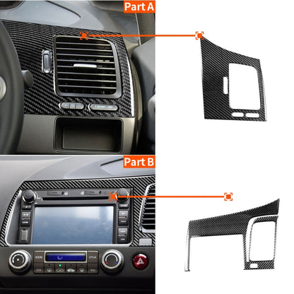 2 in 1 Car Carbon Fiber Driver Seat Left Side Air Outlet + Navigation Panel Decorative Sticker for Honda Civic 8th Generation 2006-2011, Right Drive, Driver Seat Left Side Air Outlet + Navigation Panel, Right Drive