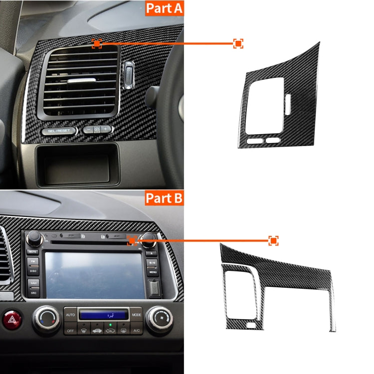 2 in 1 Car Carbon Fiber Driver Seat Left Side Air Outlet + Navigation Panel Decorative Sticker for Honda Civic 8th Generation 2006-2011, Left Drive, Driver Seat Left Side Air Outlet + Navigation Panel, Left Drive
