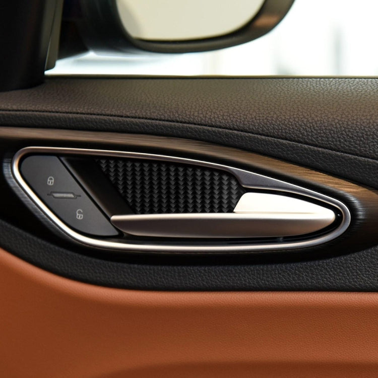 4 in 1 Car Carbon Fiber Inner Door Bowl Decorative Sticker for Alfa Romeo Giulia 2017-2019, Left and Right Drive Universal, Inner Door Bowl