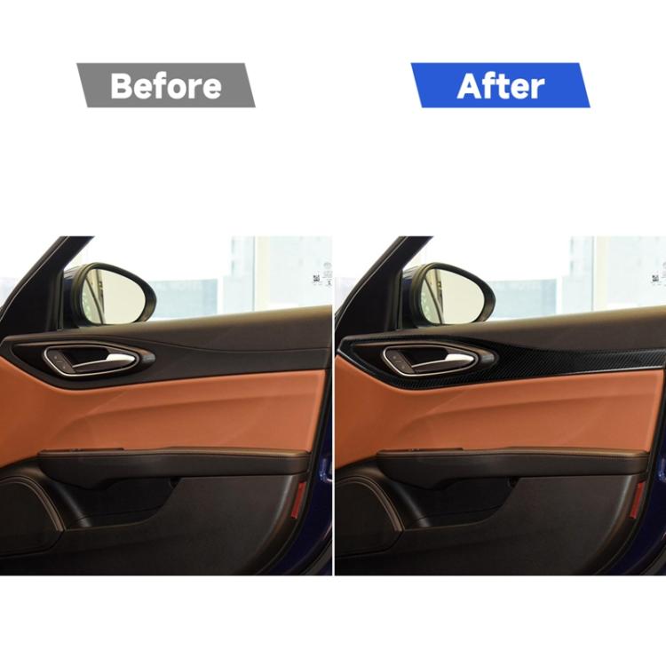 4 in 1 Car Carbon Fiber Door Decorative Sticker for Alfa Romeo Giulia 2017-2019, Left and Right Drive Universal, Door Decorative Sticker