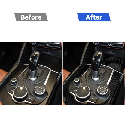 3 in 1 Car Carbon Fiber Gear Frame Panel Decorative Sticker for Alfa Romeo Giulia 2017-2019, Right Drive, Gear Frame, Right Drive