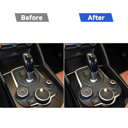 3 in 1 Car Carbon Fiber Gear Frame Panel Decorative Sticker for Alfa Romeo Giulia 2017-2019, Left Drive, Gear Frame, Left Drive