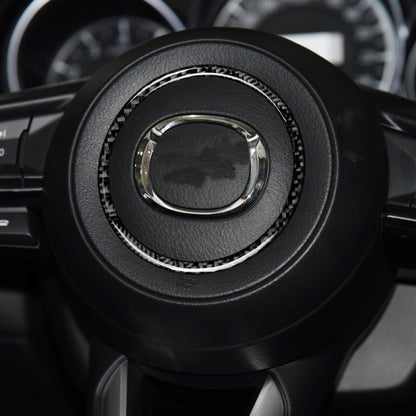 Car Carbon Fiber Steering Wheel Circle Decorative Sticker for Mazda 3 Axela / ATENZA / CX-4 / CX-5 2017-2018, Left and Right Drive Universal, Steering Wheel Circle