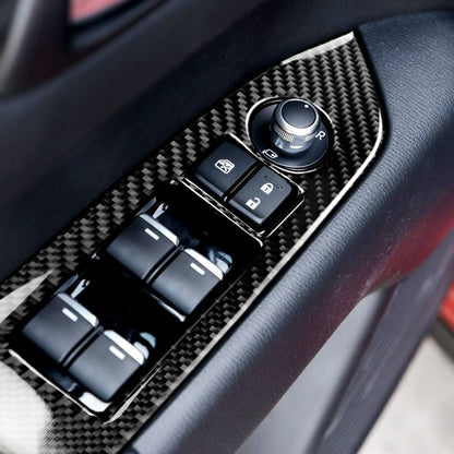 Car Carbon Fiber Window Buttons Panel Decorative Sticker for Mazda CX-5 2017-2018, Left Drive, Window Buttons Panel, Left Drive