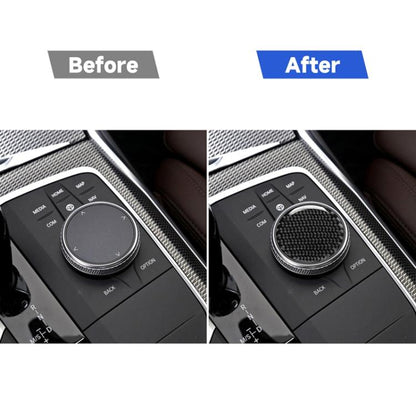 Car Carbon Fiber Multimedia Knob Decorative Sticker for BMW 3 Series G20/G28/325Li/330d/335 2019-2020, Left and Right Drive Universal, Multimedia Knob
