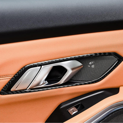 4 in 1 Car Carbon Fiber Door Handle Decorative Sticker for BMW 3 Series G20/G28/325Li/330d/335 2019-2020, Left and Right Drive Universal, Door Handle