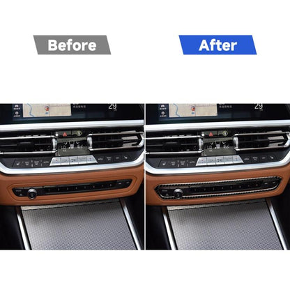 Car Carbon Fiber CD Button Frame Decorative Sticker for BMW 3 Series G20/G28/325Li/330d/335 2019-2020, Left and Right Drive Universal, CD Button Frame