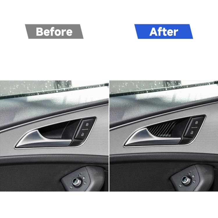 Car Carbon Fiber Inner Door Bowl Decorative Sticker for Audi A6 S6 C7 A7 S7 4G8 2012-2018, Left and Right Drive Universal, Inner Door Bowl