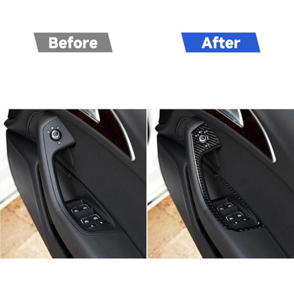Car Carbon Fiber Glass Lifter Long Style Decorative Sticker for Audi A6 S6 C7 A7 S7 4G8 2012-2018, Right Drive, Glass Lifter, Right Drive