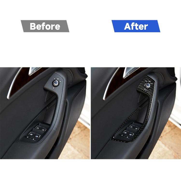 Car Carbon Fiber Glass Lifter Long Style Decorative Sticker for Audi A6 S6 C7 A7 S7 4G8 2012-2018, Left Drive, Glass Lifter, Left Drive