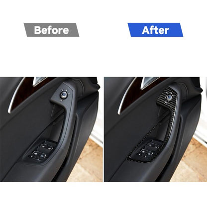 Car Carbon Fiber Glass Lifter Long Style Decorative Sticker for Audi A6 S6 C7 A7 S7 4G8 2012-2018, Left Drive, Glass Lifter, Left Drive