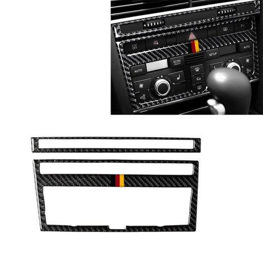 Car Carbon Fiber German Flag Color Air Conditioning CD Panel Decorative Sticker for Audi A6 2005-2011, Left and Right Drive Universal, German Air Conditioning CD