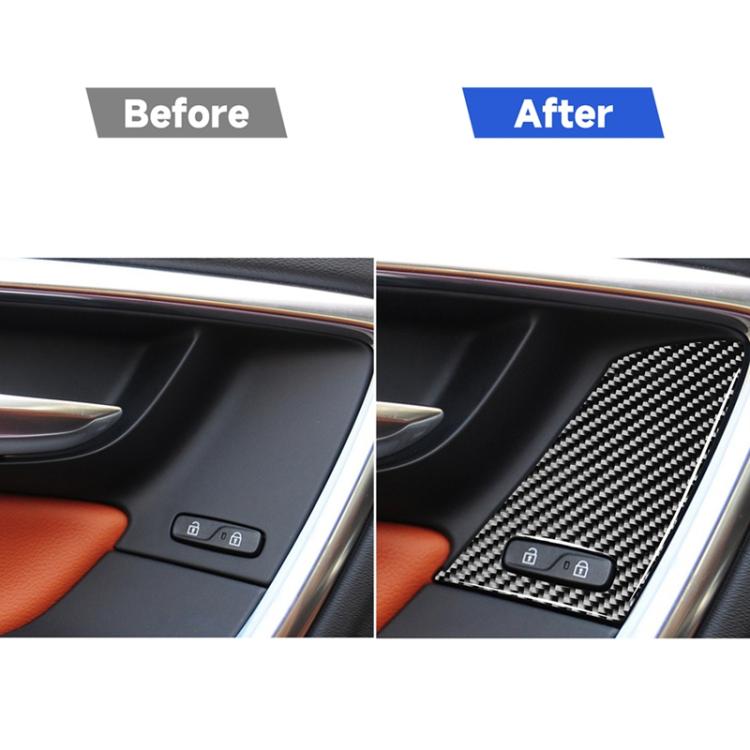 4 PCS Car Carbon Fiber Window Lifting Button Decorative Stickers for Volvo V60 / XC60 2010-2017 / S60 2010-2018, Left and Right Drive Universal, Window Lifting Button B