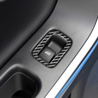 3 PCS Car Carbon Fiber Window Lifting Button Decorative Stickers for Volvo V60 2010-2017 / S60 2010-2018, Left Drive, Window Lifting Button, Left Drive