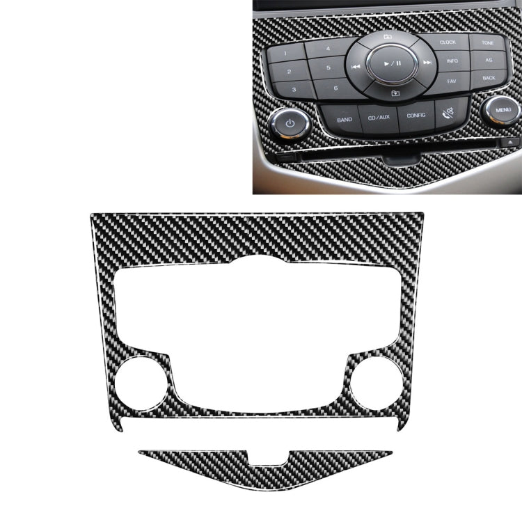 Car Carbon Fiber CD Panel Decorative Sticker for Chevrolet Cruze 2009-2015, Left and Right Drive Universal, CD Panel