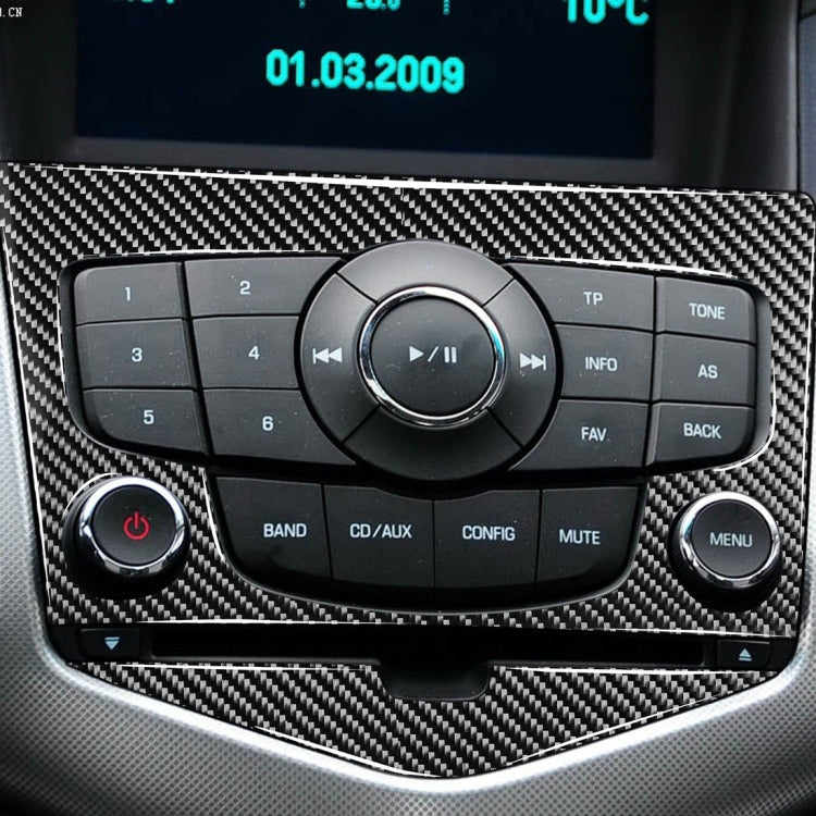 Car Carbon Fiber CD Panel Decorative Sticker for Chevrolet Cruze 2009-2015, Left and Right Drive Universal, CD Panel
