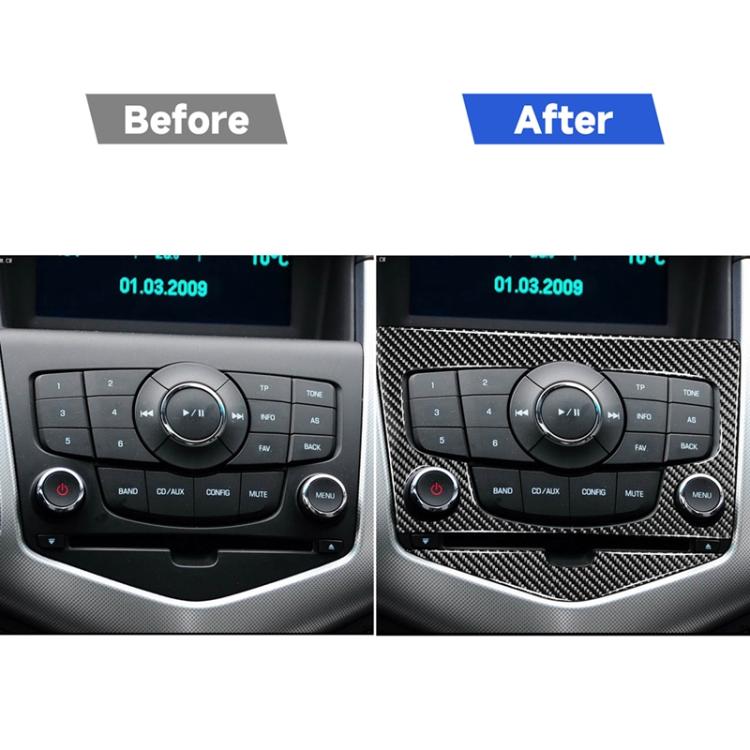 Car Carbon Fiber CD Panel Decorative Sticker for Chevrolet Cruze 2009-2015, Left and Right Drive Universal, CD Panel