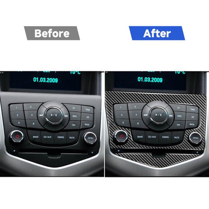 Car Carbon Fiber CD Panel Decorative Sticker for Chevrolet Cruze 2009-2015, Left and Right Drive Universal, CD Panel