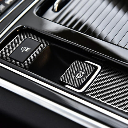3 in 1 Car Carbon Fiber Electronic Handbrake Decorative Stickers for Jaguar F-PACE X761 XE X760 XF X260 2016-2020, Left and Right Drive Universal, Electronic Handbrake